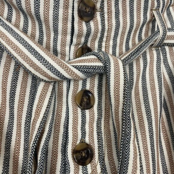 Free People Woman’s Striped High Waisted Tie Button Front Shorts Size 10 - Picture 2 of 7